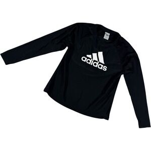 Adidas Long Sleeve Logo Rash Guard Shirt Black Size Small